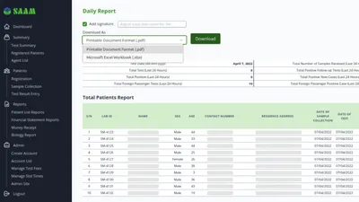 COVID Test Center Management System